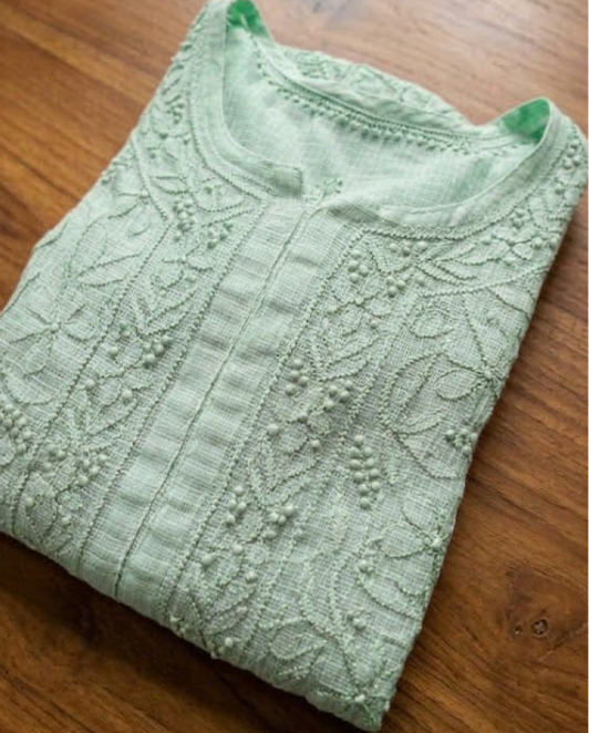 Premium Soft Kota Chikankari Kurti collection PASTEL GREEN