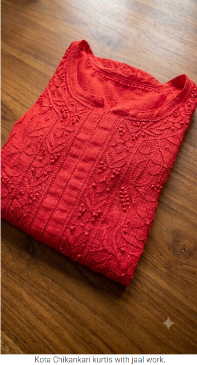 Premium Soft Kota Chikankari Kurti collection RED